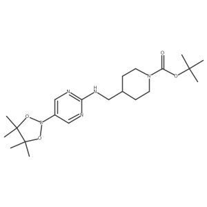 tert-Butyl 4-(((5-(4,4,5,5-tetramethyl-1,3,2-dioxaborolan-2-yl)pyrimidin-2-yl)amino)methyl)piperidine-1-carboxylate结构式