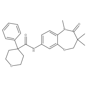 4-phenyl-N-(3,3,5-trimethyl-4-oxo-2,3,4,5-tetrahydrobenzo[b][1,4]oxazepin-8-yl)tetrahydro-2H-pyran-4-carboxamide结构式