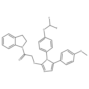 2-((1-(4-(difluoromethoxy)phenyl)-5-(4-methoxyphenyl)-1H-imidazol-2-yl)thio)-1-(indolin-1-yl)ethanone Structure