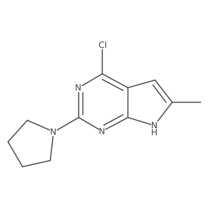 4-Chloro-6-methyl-2-(pyrrolidin-1-yl)-7H-pyrrolo[2,3-d]pyrimidine结构式