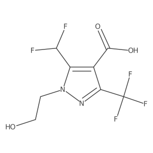 5-(difluoromethyl)-1-(2-hydroxyethyl)-3-(trifluoromethyl)-1H-pyrazole-4-carboxylic acid结构式