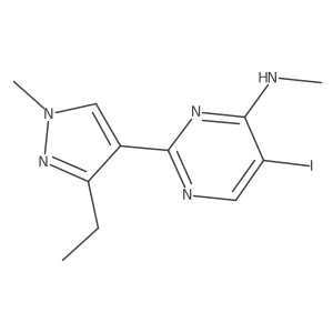 4-Pyrimidinamine, 2-(3-ethyl-1-methyl-1H-pyrazol-4-yl)-5-iodo-N-methyl-结构式