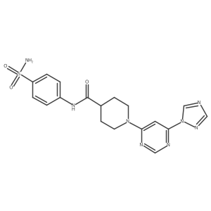 1-(6-(1H-1,2,4-triazol-1-yl)pyrimidin-4-yl)-N-(4-sulfamoylphenyl)piperidine-4-carboxamide结构式