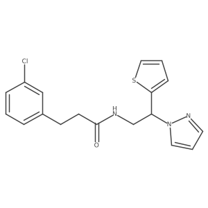 N-(2-(1H-pyrazol-1-yl)-2-(thiophen-2-yl)ethyl)-3-(3-chlorophenyl)propanamide结构式