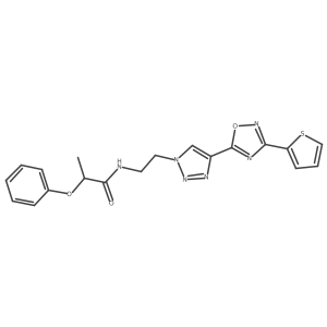 2-phenoxy-N-(2-(4-(3-(thiophen-2-yl)-1,2,4-oxadiazol-5-yl)-1H-1,2,3-triazol-1-yl)ethyl)propanamide Structure