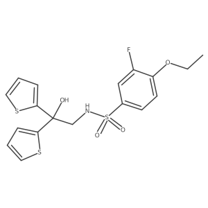 4-ethoxy-3-fluoro-N-(2-hydroxy-2,2-di(thiophen-2-yl)ethyl)benzenesulfonamide Structure