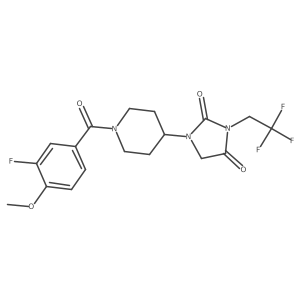 1-[1-(3-Fluoro-4-methoxybenzoyl)piperidin-4-yl]-3-(2,2,2-trifluoroethyl)imidazolidine-2,4-dione Structure