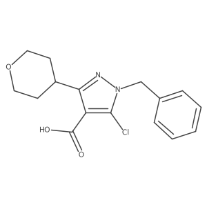 1-benzyl-5-chloro-3-(oxan-4-yl)-1H-pyrazole-4-carboxylic acid Structure