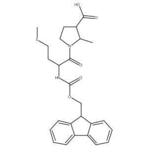 1-[(2S)-2-({[(9H-fluoren-9-yl)methoxy]carbonyl}amino)-4-(methylsulfanyl)butanoyl]-2-methylpyrrolidine-3-carboxylic acid结构式