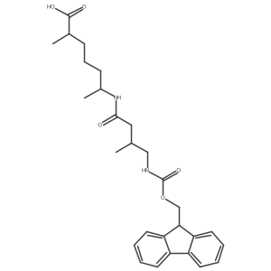 6-[4-({[(9H-fluoren-9-yl)methoxy]carbonyl}amino)-3-methylbutanamido]-2-methylheptanoic acid Structure