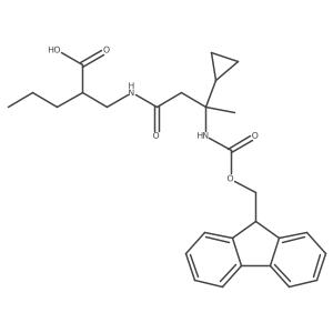 2-{[3-cyclopropyl-3-({[(9H-fluoren-9-yl)methoxy]carbonyl}amino)butanamido]methyl}pentanoic acid结构式