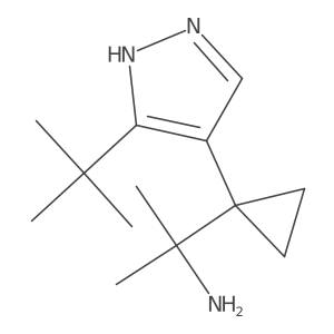 2-[1-(3-tert-butyl-1H-pyrazol-4-yl)cyclopropyl]propan-2-amine结构式