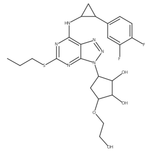 (1R,2R,3S,5R)-3-(7-((2-(3,4-difluorophenyl)cyclopropyl)amino)-5-(propylthio)-3H-[1,2,3]triazolo[4,5-d]pyrimidin-3-yl)-5-(2-hydroxyethoxy)cyclopentane-1,2-diol结构式