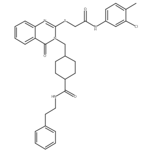 4-{[2-({[(3-chloro-4-methylphenyl)carbamoyl]methyl}sulfanyl)-4-oxo-3,4-dihydroquinazolin-3-yl]methyl}-N-(2-phenylethyl)cyclohexane-1-carboxamide结构式