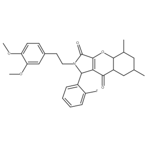 2-[2-(3,4-dimethoxyphenyl)ethyl]-1-(2-fluorophenyl)-5,7-dimethyl-4a,5,6,7,8,8a-hexahydro-1H-chromeno[2,3-c]pyrrole-3,9-dione Structure