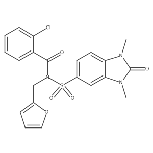 2-chloro-N-((1,3-dimethyl-2-oxo-2,3-dihydro-1H-benzo[d]imidazol-5-yl)sulfonyl)-N-(furan-2-ylmethyl)benzamide Structure