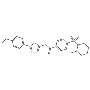 4-((2-methylpiperidin-1-yl)sulfonyl)-N-(5-(4-(methylthio)phenyl)-1,3,4-oxadiazol-2-yl)benzamide Structure
