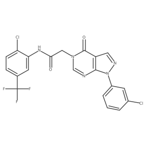 N-(2-chloro-5-(trifluoromethyl)phenyl)-2-(1-(3-chlorophenyl)-4-oxo-1H-pyrazolo[3,4-d]pyrimidin-5(4H)-yl)acetamide结构式
