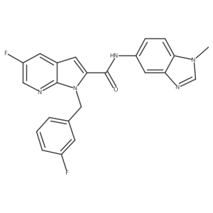 1h-Pyrrolo[2,3-b]pyridine-2-carboxamide,5-fluoro-1-[(3-fluorophenyl)methyl]-n-(1-methyl-1h-benzo[d]imidazol-5-yl)-结构式