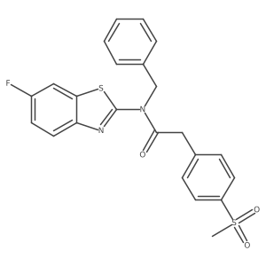 N-benzyl-N-(6-fluorobenzo[d]thiazol-2-yl)-2-(4-(methylsulfonyl)phenyl)acetamide结构式