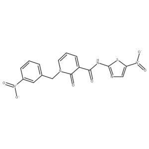 1-(3-nitrobenzyl)-N-(5-nitrothiazol-2-yl)-2-oxo-1,2-dihydropyridine-3-carboxamide结构式