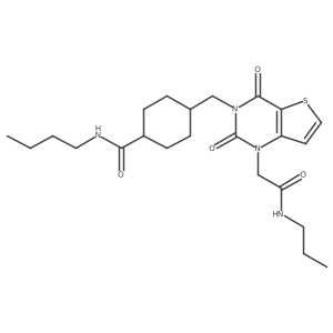 N-butyl-4-((2,4-dioxo-1-(2-oxo-2-(propylamino)ethyl)-1,2-dihydrothieno[3,2-d]pyrimidin-3(4H)-yl)methyl)cyclohexanecarboxamide Structure