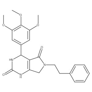 6-(2-phenylethyl)-4-(3,4,5-trimethoxyphenyl)-3,4,6,7-tetrahydro-1H-pyrrolo[3,4-d]pyrimidine-2,5-dione结构式