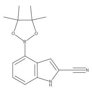 4-(4,4,5,5-tetramethyl-1,3,2-dioxaborolan-2-yl)-1H-indole-2-carbonitrile结构式
