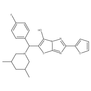 5-((3,5-Dimethylpiperidin-1-yl)(4-fluorophenyl)methyl)-2-(furan-2-yl)thiazolo[3,2-b][1,2,4]triazol-6-ol结构式