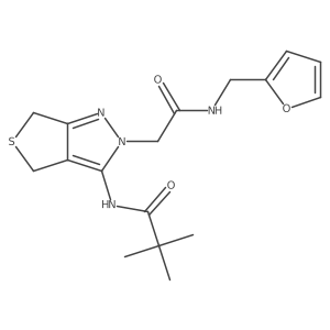 N-(2-(2-((furan-2-ylmethyl)amino)-2-oxoethyl)-4,6-dihydro-2H-thieno[3,4-c]pyrazol-3-yl)pivalamide结构式