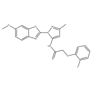 2-(2-fluorophenoxy)-N-(1-(6-methoxybenzo[d]thiazol-2-yl)-3-methyl-1H-pyrazol-5-yl)acetamide结构式