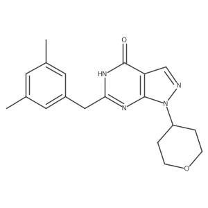 6-(3,5-Dimethylbenzyl)-1-(tetrahydro-2H-pyran-4-yl)-1,5-dihydro-4H-pyrazolo[3,4-d]pyrimidin-4-one结构式