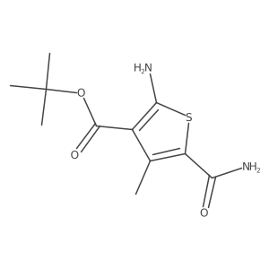 Tert-butyl 2-amino-5-carbamoyl-4-methylthiophene-3-carboxylate结构式