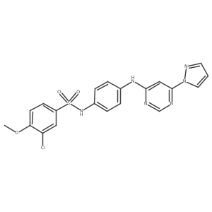 N-(4-((6-(1H-pyrazol-1-yl)pyrimidin-4-yl)amino)phenyl)-3-chloro-4-methoxybenzenesulfonamide结构式