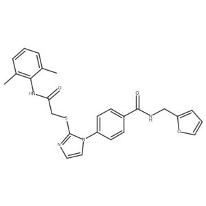 4-[2-({[(2,6-dimethylphenyl)carbamoyl]methyl}sulfanyl)-1H-imidazol-1-yl]-N-[(furan-2-yl)methyl]benzamide Structure