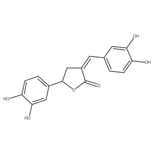 (E)-3-(3,4-dihydroxybenzylidene)-5-(3,4-dihydroxyphenyl)dihydrofuran-2-one结构式