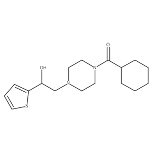Cyclohexyl(4-(2-hydroxy-2-(thiophen-2-yl)ethyl)piperazin-1-yl)methanone结构式