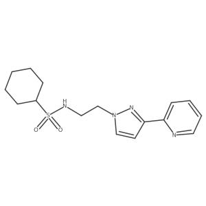N-(2-(3-(pyridin-2-yl)-1H-pyrazol-1-yl)ethyl)cyclohexanesulfonamide结构式
