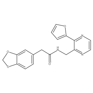 2-(benzo[d][1,3]dioxol-5-yl)-N-((3-(furan-2-yl)pyrazin-2-yl)methyl)acetamide结构式
