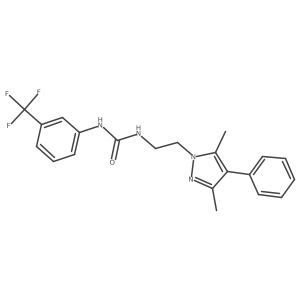 1-(2-(3,5-dimethyl-4-phenyl-1H-pyrazol-1-yl)ethyl)-3-(3-(trifluoromethyl)phenyl)urea Structure