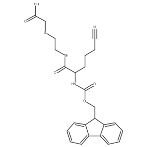 2-({2-[5-cyano-2-({[(9H-fluoren-9-yl)methoxy]carbonyl}amino)pentanamido]ethyl}sulfanyl)acetic acid Structure