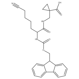 1-{[6-cyano-2-({[(9H-fluoren-9-yl)methoxy]carbonyl}amino)hexanamido]methyl}cyclopropane-1-carboxylic acid Structure