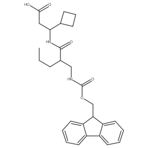 3-cyclobutyl-3-{2-[({[(9H-fluoren-9-yl)methoxy]carbonyl}amino)methyl]pentanamido}propanoic acid结构式