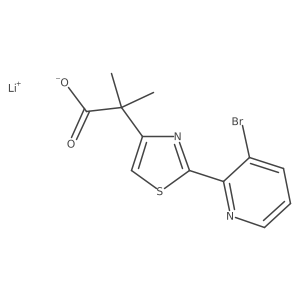 Lithium(1+) ion 2-[2-(3-bromopyridin-2-yl)-1,3-thiazol-4-yl]-2-methylpropanoate结构式