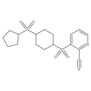 3-(4-Pyrrolidin-1-ylsulfonylpiperidin-1-yl)sulfonylpyridine-2-carbonitrile结构式