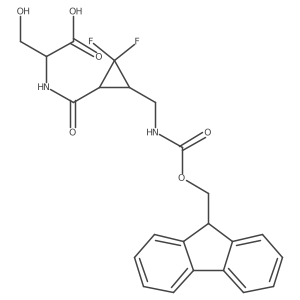 (2S)-2-{[(1RS,3SR)-3-[({[(9H-fluoren-9-yl)methoxy]carbonyl}amino)methyl]-2,2-difluorocyclopropyl]formamido}-3-hydroxypropanoic acid结构式