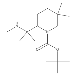 Tert-butyl 5,5-dimethyl-2-[2-(methylamino)propan-2-yl]piperidine-1-carboxylate结构式