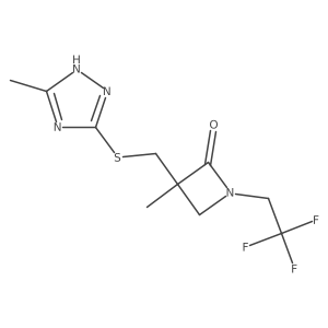 3-methyl-3-{[(5-methyl-4H-1,2,4-triazol-3-yl)sulfanyl]methyl}-1-(2,2,2-trifluoroethyl)azetidin-2-one Structure