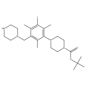 Tert-butyl 4-{3-iodo-2,4,6-trimethyl-5-[(piperazin-1-yl)methyl]phenyl}piperazine-1-carboxylate结构式