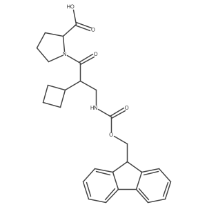 (2S)-1-[2-cyclobutyl-3-({[(9H-fluoren-9-yl)methoxy]carbonyl}amino)propanoyl]pyrrolidine-2-carboxylic acid Structure
